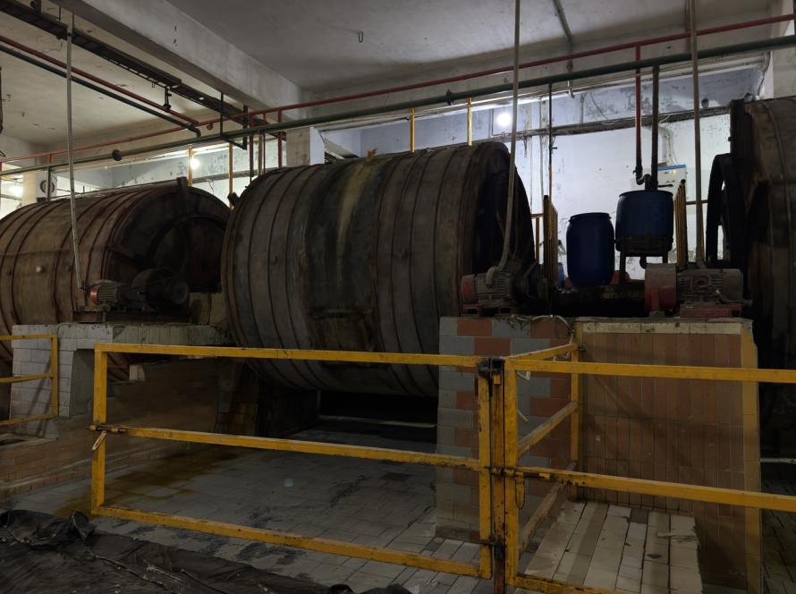 Large chrome tanning drums at a leather tannery in Karachi Pakistan