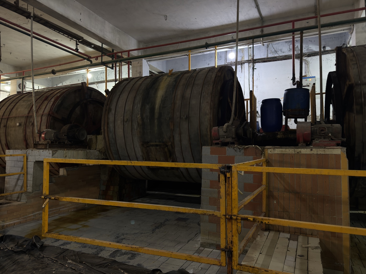 Large chrome tanning drums at a leather tannery in Karachi Pakistan