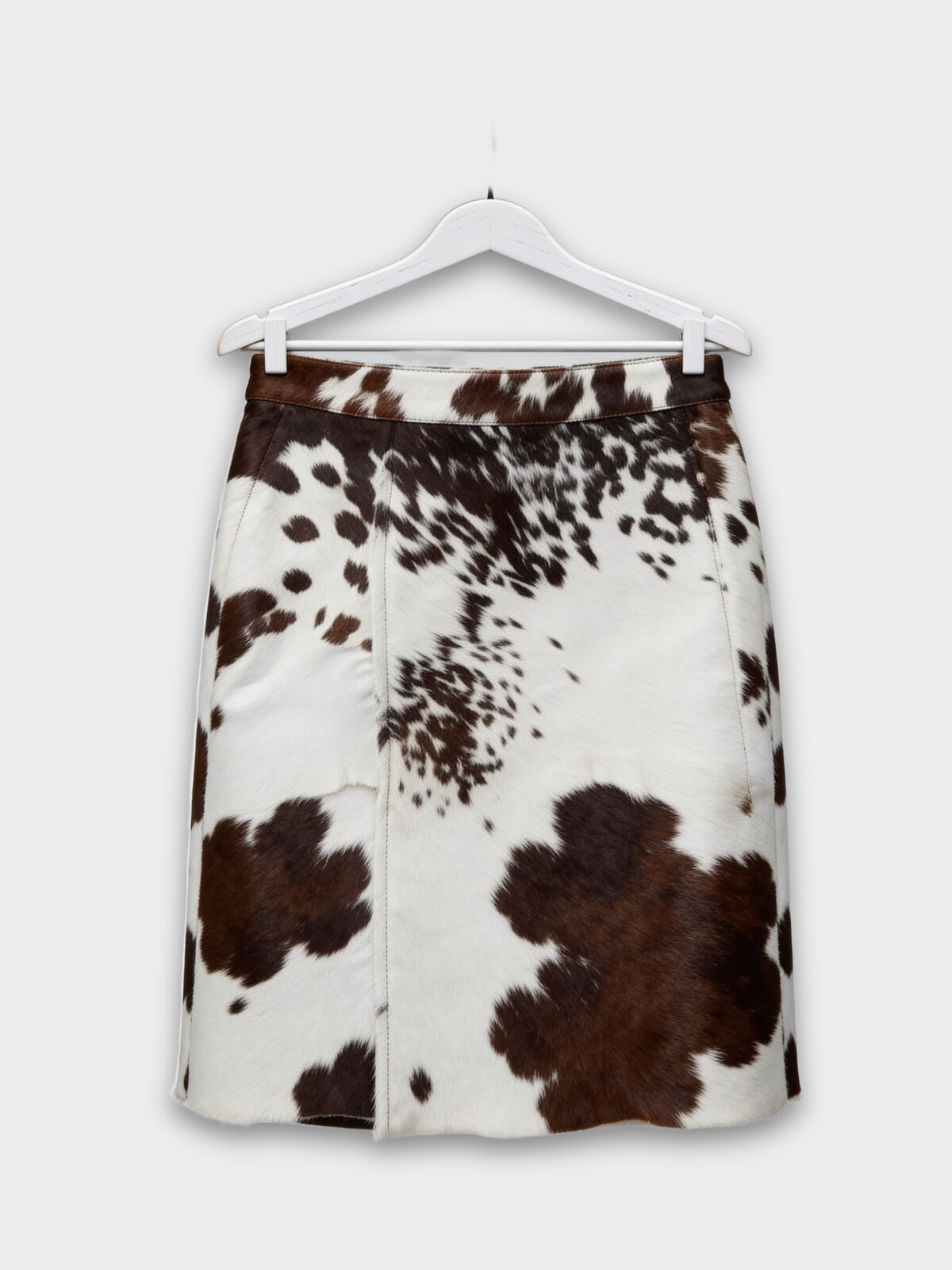 Raw Edge Cowhide Leather Skirt